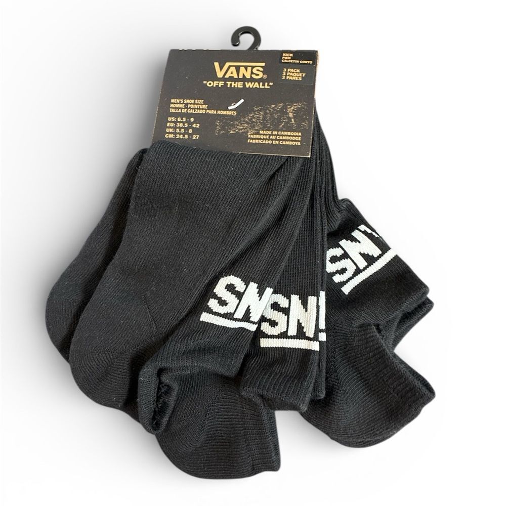 Vans Unisex Classic Kick Socks (3 Pairs) | Padded No-Show Socks, Black, 6.5-9